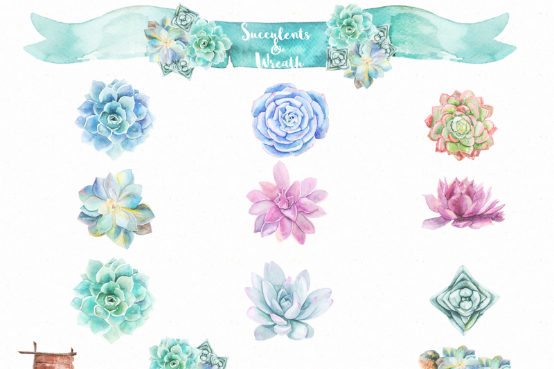 watercolor-succulents-and-wreath