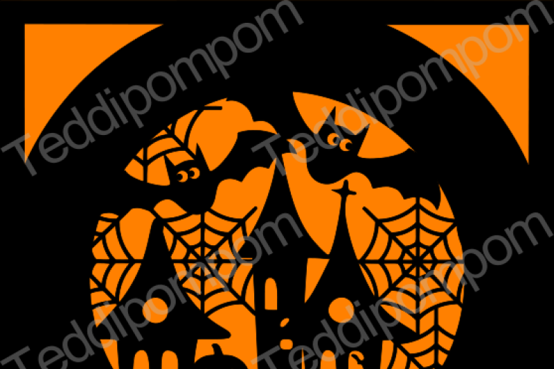 halloween-haunted-house-and-bats-svg