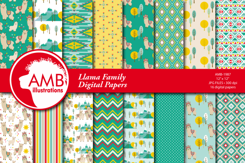 llama-digital-patterns-surface-design-papers-amb-1987