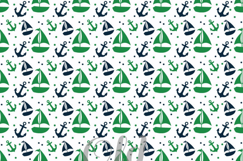 green-and-navy-nautical-designs-digital-paper