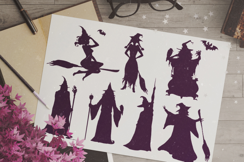 witch-silhouettes-halloween-collection