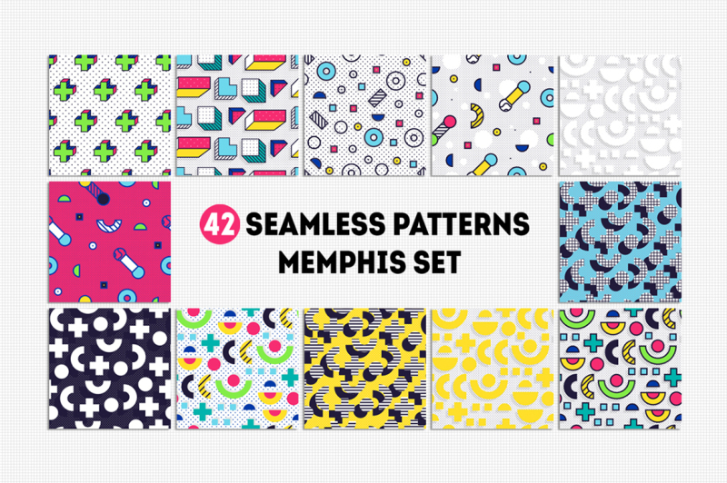 42-memphis-seamless-patterns-set