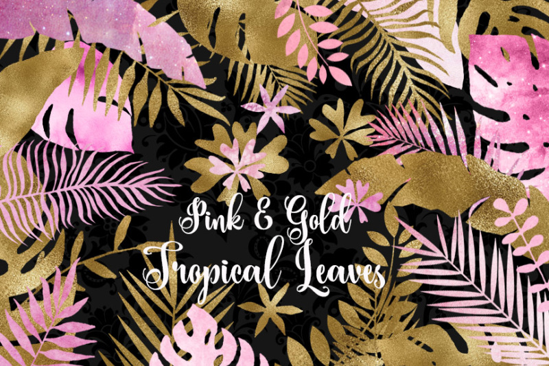 pink-and-gold-tropical-leaves