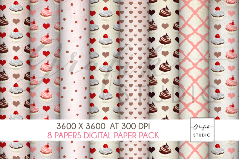 strawberry-and-chocolate-cupcakes-pattern-papers-digital-paper-seamless-pattern-pack