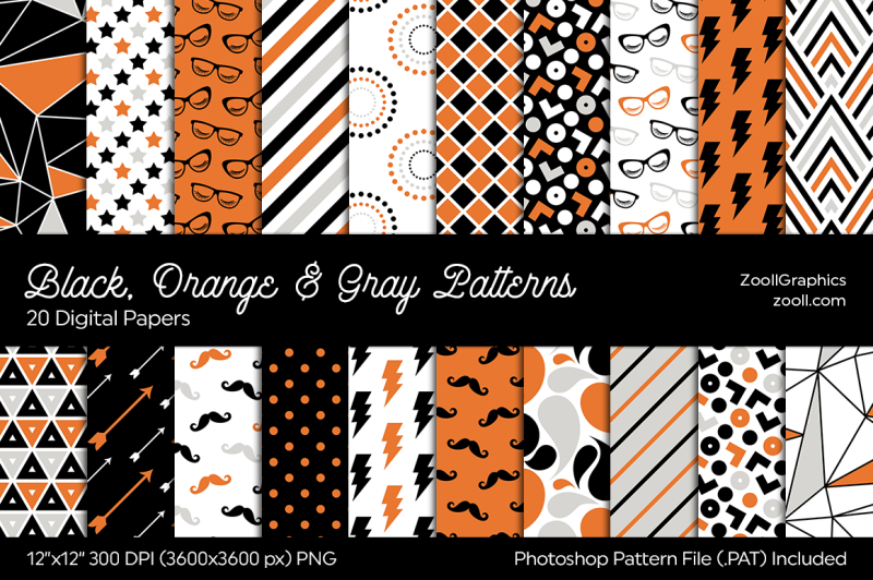 black-orange-and-gray-digital-papers
