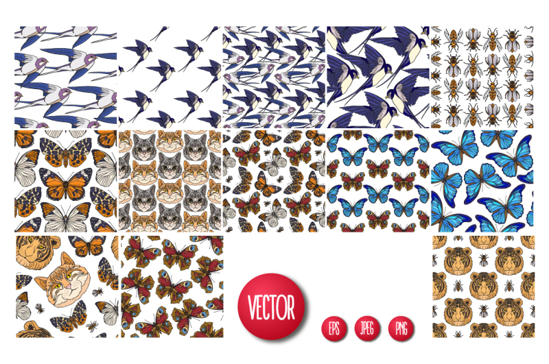 cats-butterflies-birds-patterns