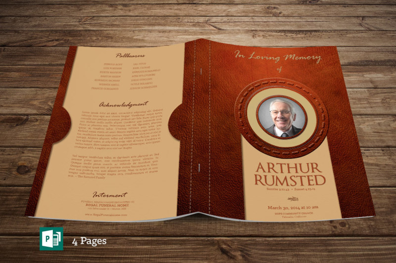 leather-funeral-program-publisher-template-4pages