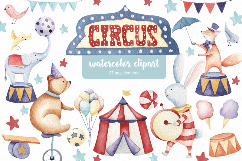 circus-animals-watercolor-clipart-festive-clipart