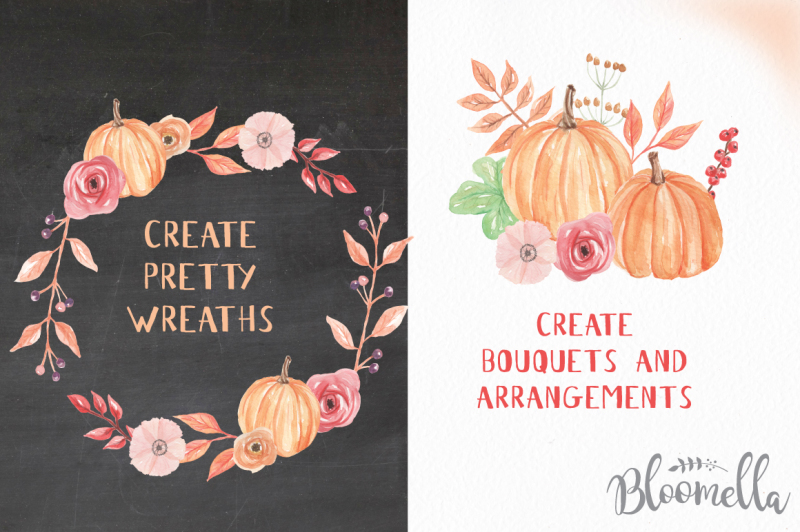 pumpkin-watercolour-floral-clip-art-hand-painted-harvest-festival-autumn-fall-flower-elements