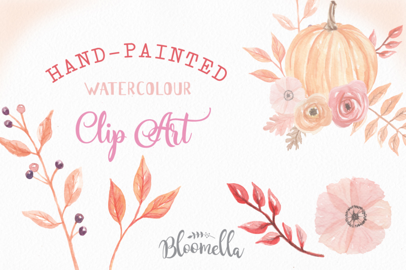 pumpkin-watercolour-floral-clip-art-hand-painted-harvest-festival-autumn-fall-flower-elements