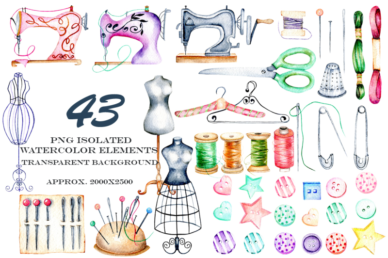 sewing-watercolor-clipart