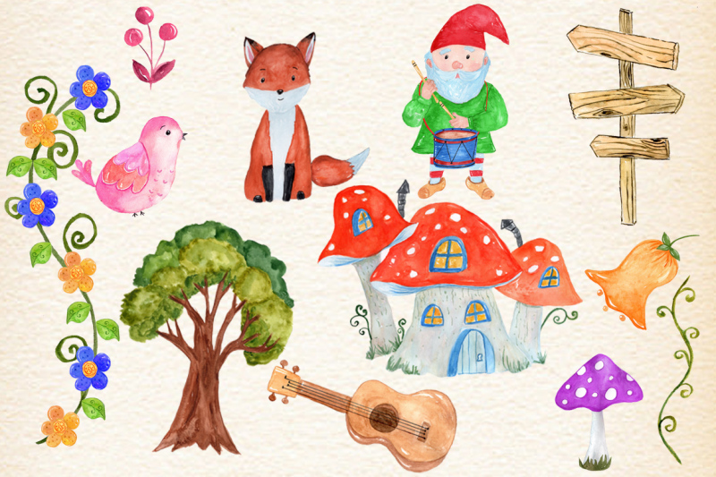 forest-gnomes-and-animals-clipart