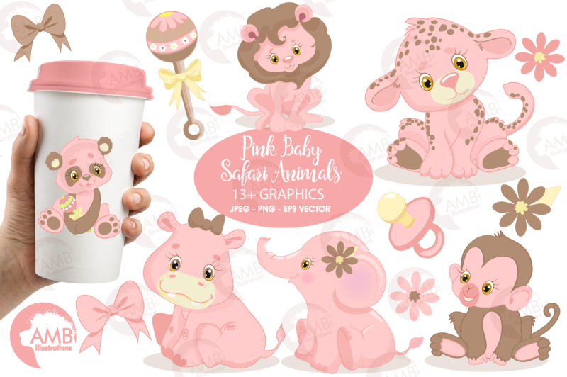 pink-safari-baby-animals-clipart-graphics-illustrations-amb-1209