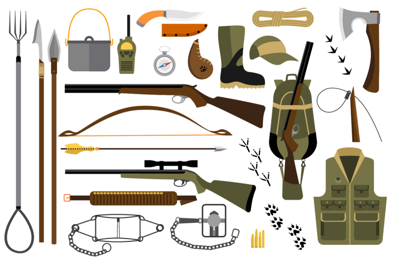 flat-icons-of-hunting-equipment