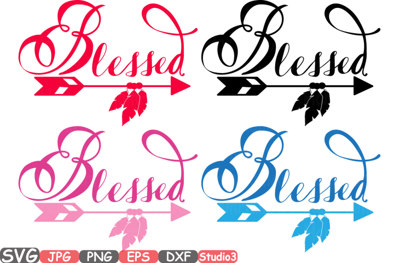 Download Blessed Monogram Silhouette SVG Cutting Files Digital Clip ...