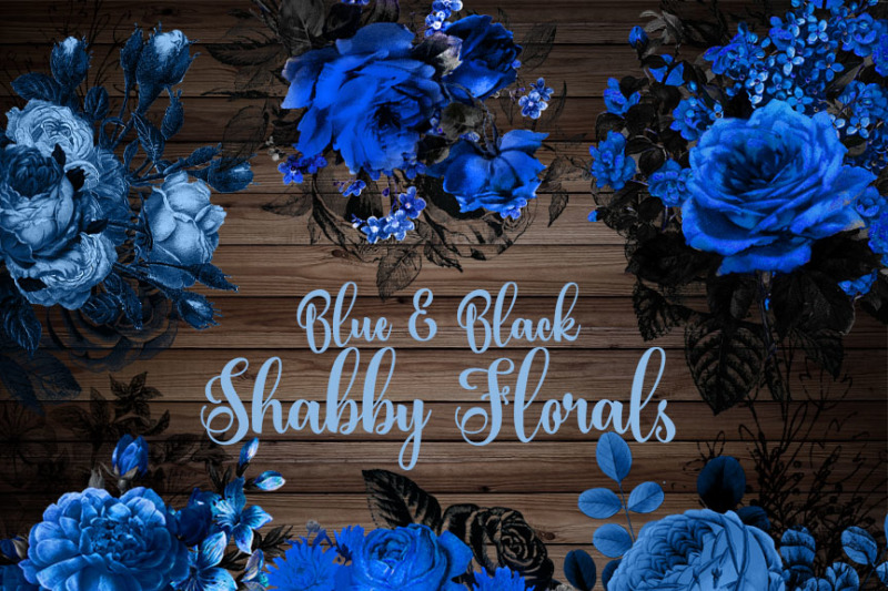 blue-and-black-shabby-floral-clipart