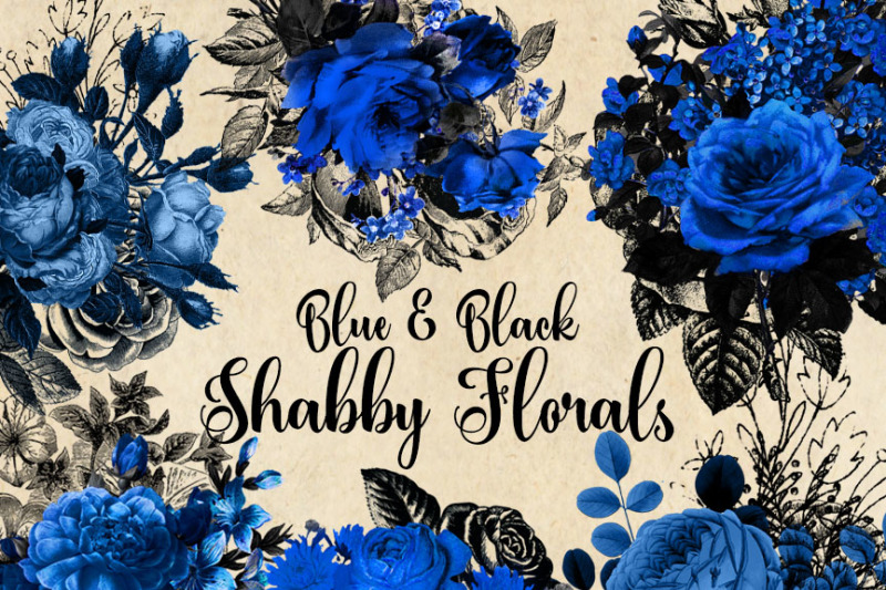 blue-and-black-shabby-floral-clipart