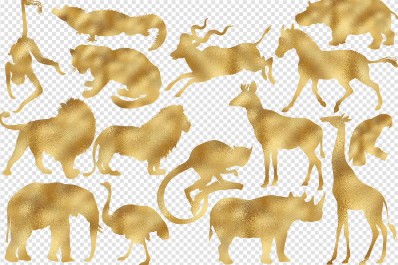 gold-foil-african-animals