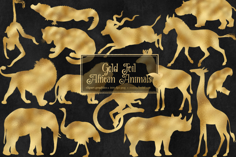 gold-foil-african-animals