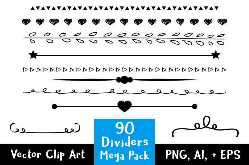 90-dividers-mega-pack-wedding-clipart-line-divider-clipart-doodle-clipart-border-clipart