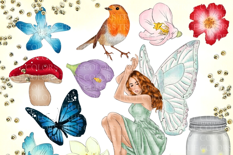 fairy-tale-spring-clip-art-planner-girl-clip-art-fashion-illustration-planner-stickers-supplies-watercolor-flower-ladybug-bird-sticker-diy