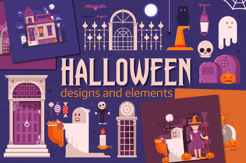 halloween-designs-and-elements-set