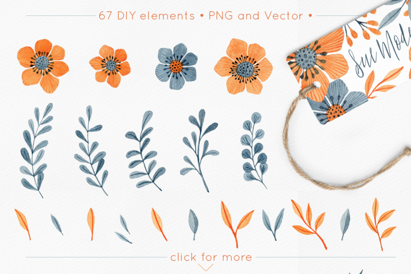 fleur-d-orange-huge-watercolor-orange-and-blue-floral-clipart-graphics-set-wreaths-patterns-elements-and-vectors-included