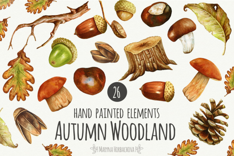 autumn-watercolor-woodland-set