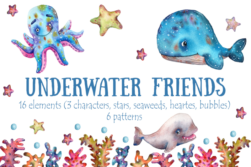 underwater-friends-watercolor-clip-art-set