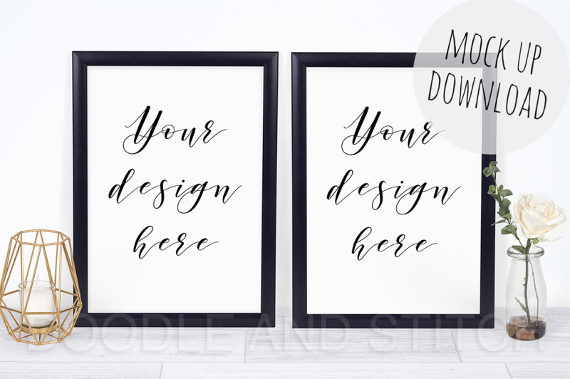 two-black-frames-double-mockup-photography