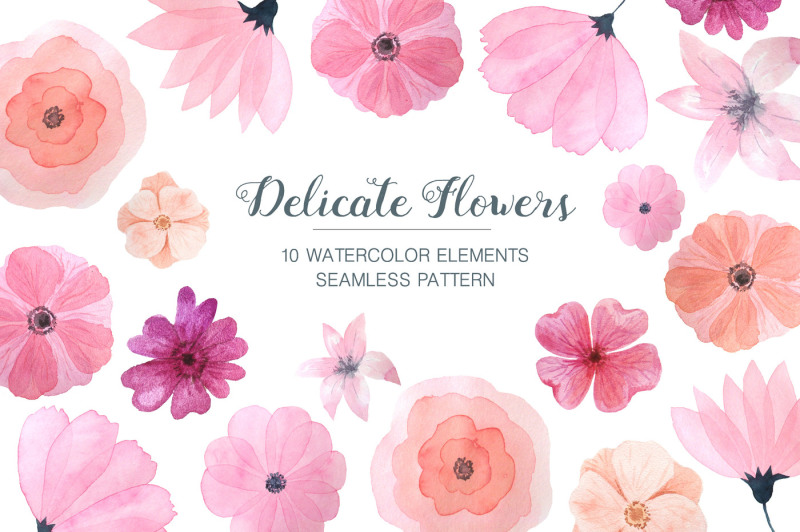 watercolor-delicate-pink-floral-set