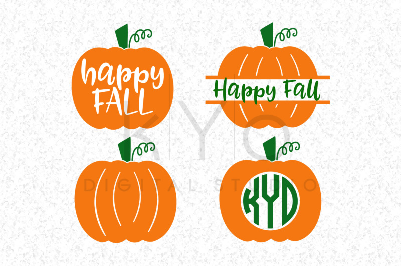 Download Happy Fall Autumn Halloween Pumpkin Monogram SVG DXF PNG EPS files for Cricut Explore Silhouette ...