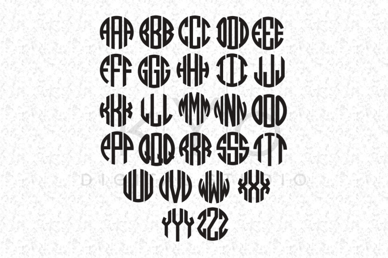 Circle Monogram Font Letters for Cricut Explore and Silhouette Cameo By ...
