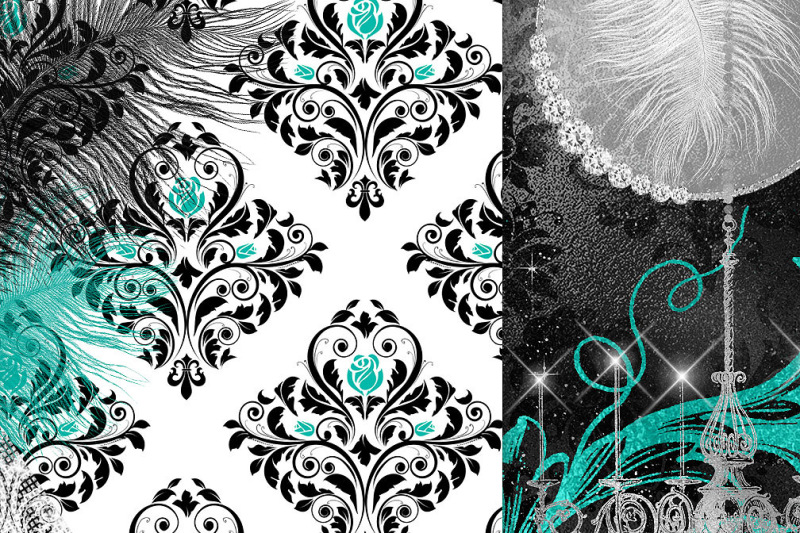 black-white-and-teal-graphics