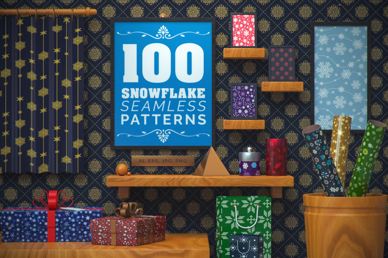 100-snowflake-seamless-patterns