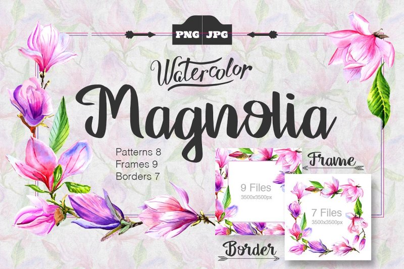 magnolia-watercolor-png-set