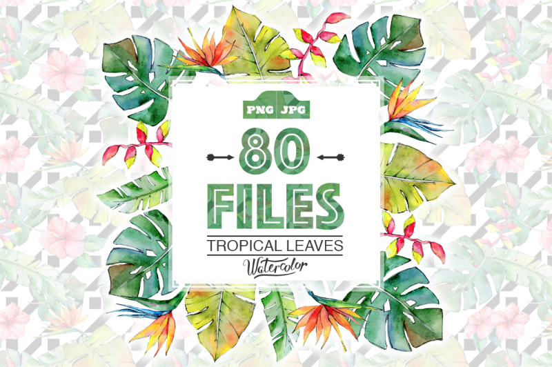 tropical-leaves-png-watercolor-set