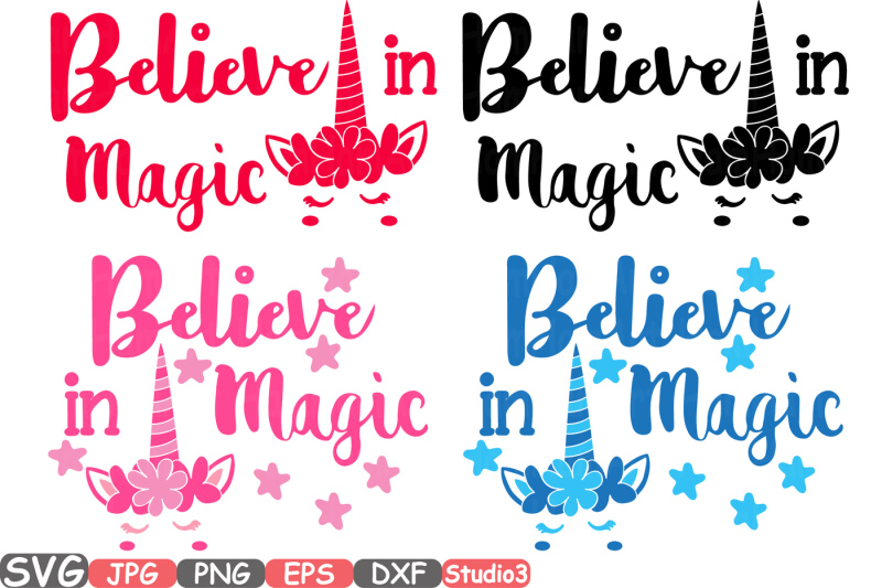 Download Believe in Magic Flower Unicorn Silhouette SVG Cutting ...