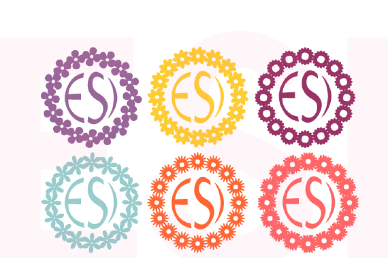 Download Flower Circle Frames for a monogram - SVG, DXF, EPS. By ESI Designs | TheHungryJPEG.com