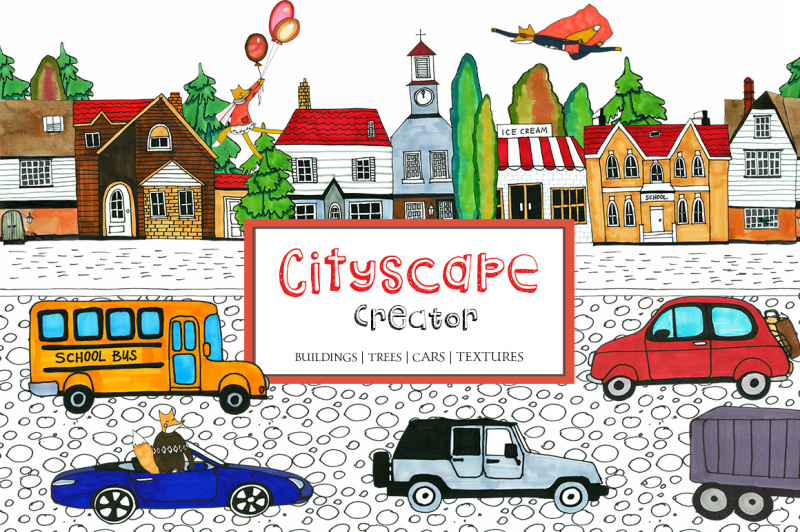 cityscape-creator-kit-buildings-cars-children-clipart