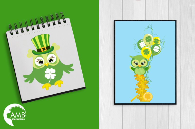 owls-for-st-patricks-day-clipart-graphics-illustrations-amb-825