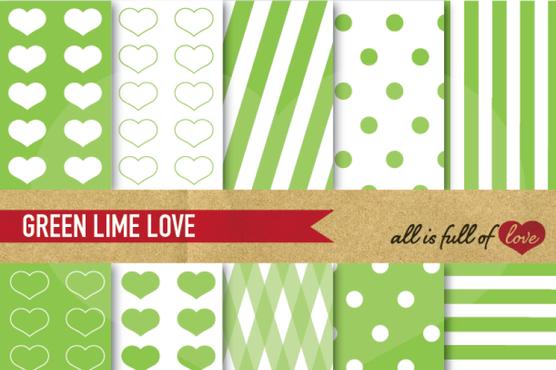 love-backgrounds-lime-green-digital-paper-pack