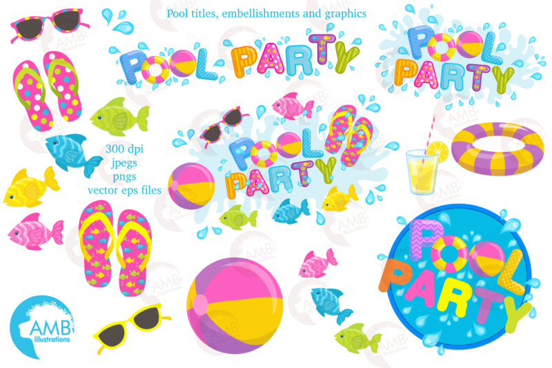 pool-party-mega-pack-clipart-graphics-illustrations-amb-901-902-903