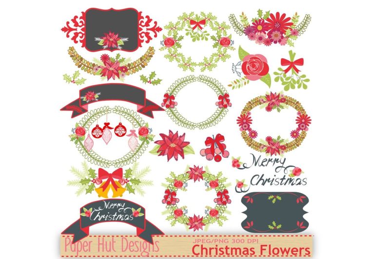 christmas-floral-digital-papers