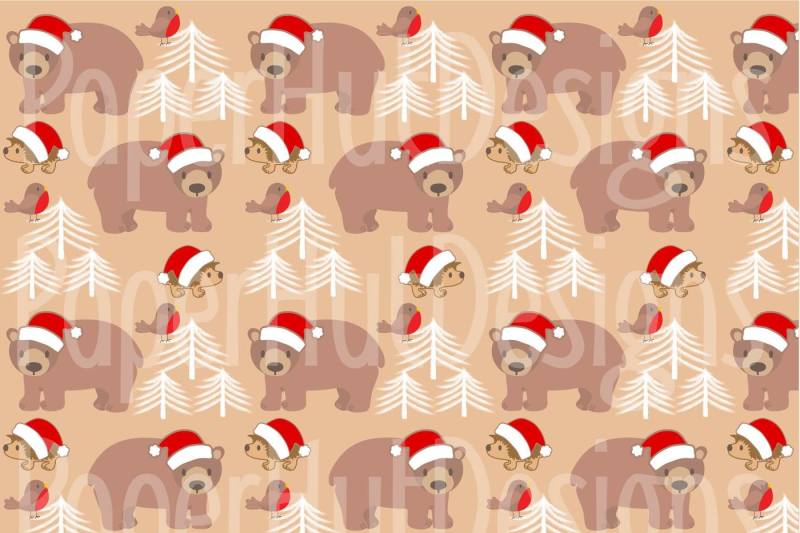 christmas-forest-animals-clipart-and-digital-papers