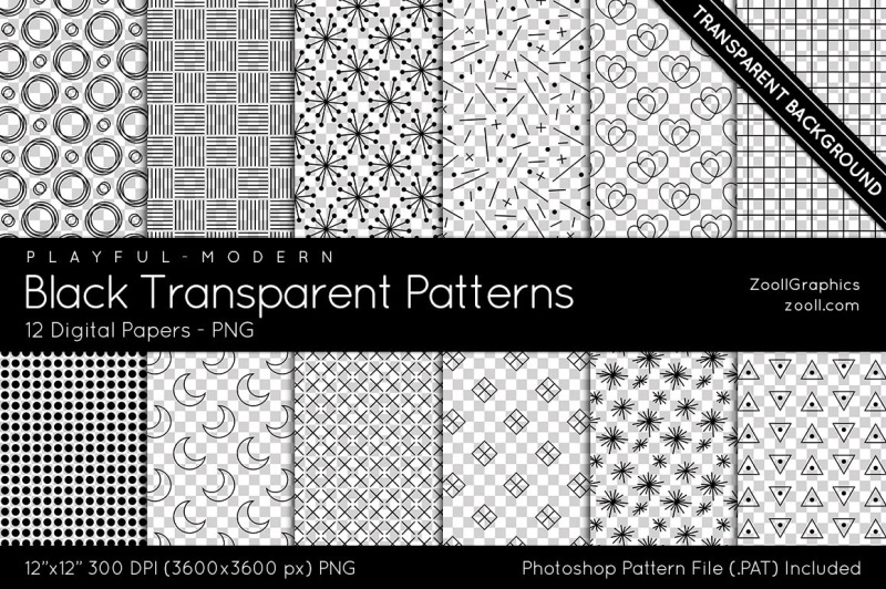 black-transparent-patterns-digital-papers