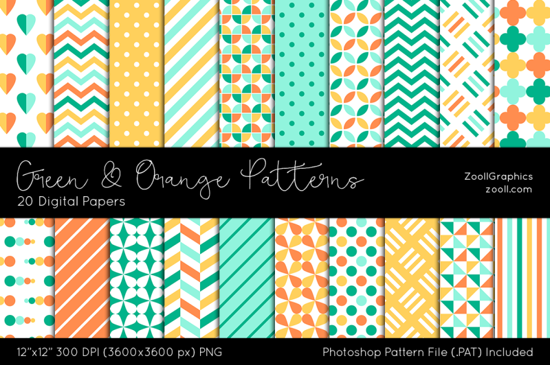 green-and-orange-digital-papers
