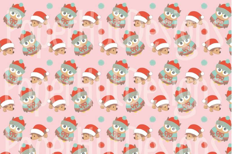 christmas-owl-clipart-and-digital-paper-set