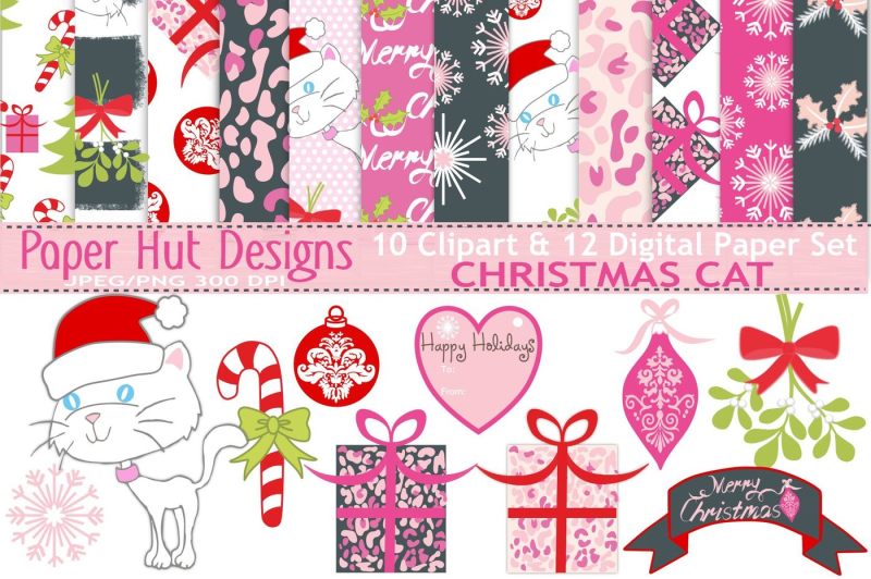 christmas-cat-clipart-and-digital-papers