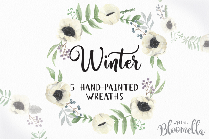 5-winter-wreaths-watercolour-christmas-clipart-png-garlands-berry-leaves-floral